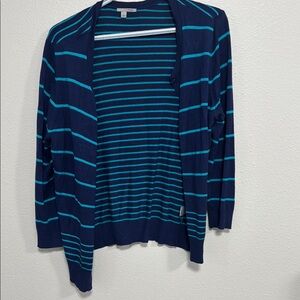 Halogen Blue and Teal Striped Cardigan